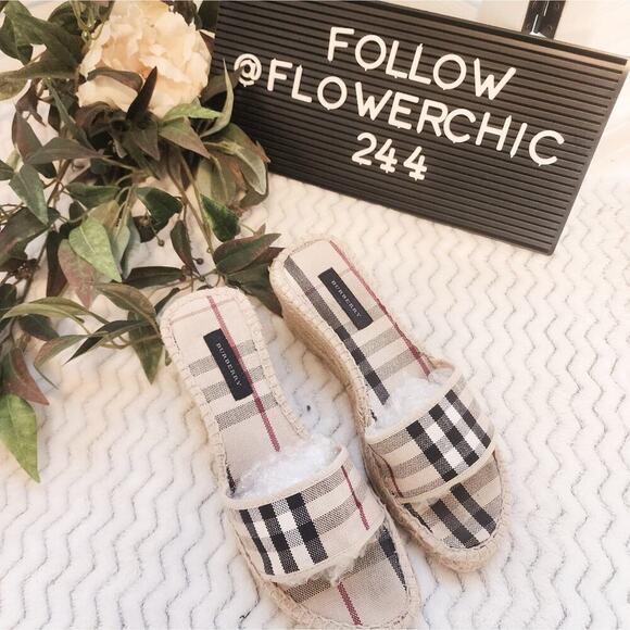 BURBERRY NOVACHECK PLAID CANVAS JUTE ESPADRILLES SIZE 37 6.5/7 - Picture 8 of 10
